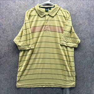 Hugo Boss Polo Shirt Mens XL Yellow Stripes Preppy Mesh Golf Baumwolle Casual